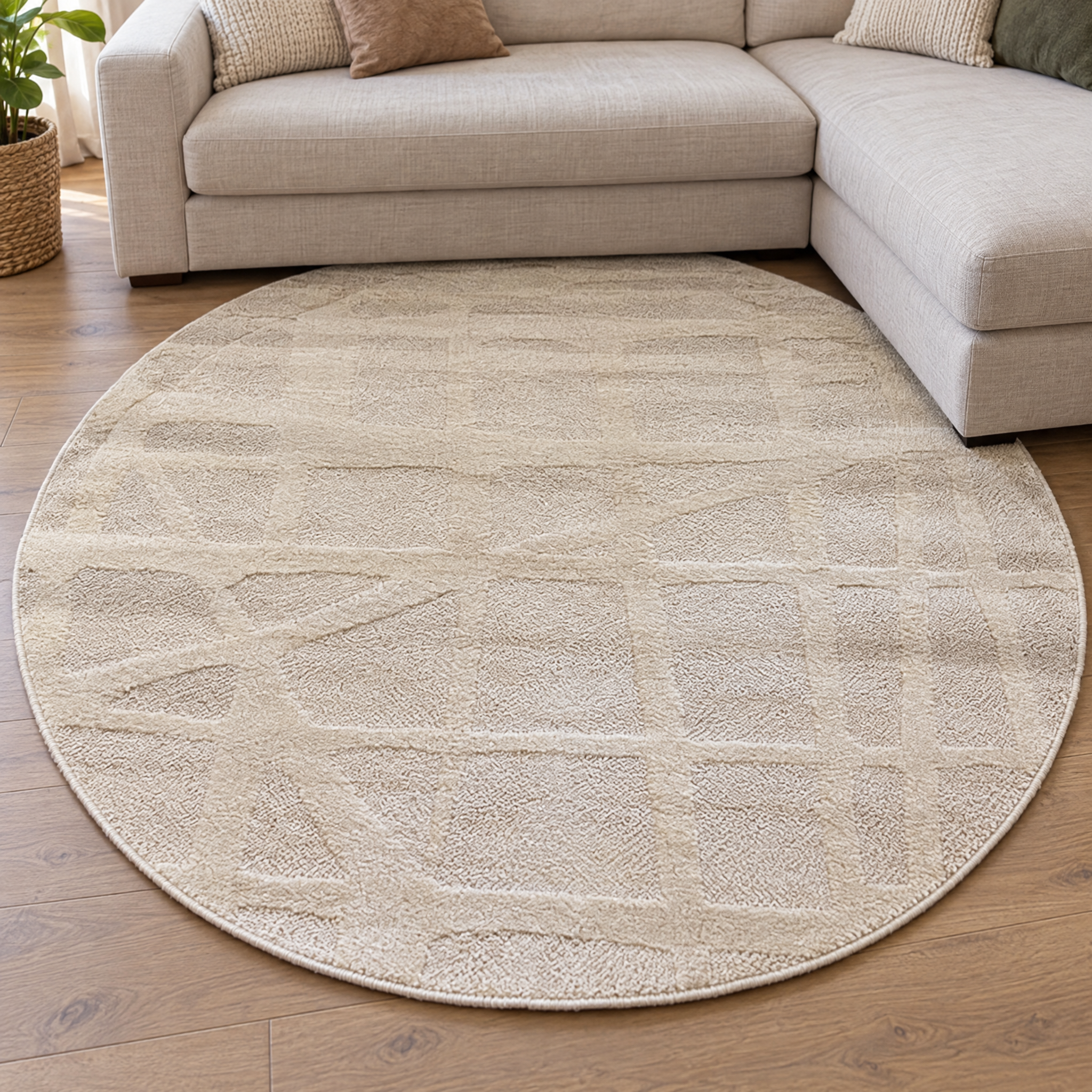 Japandi Loft Rond Vloerkleed Creme