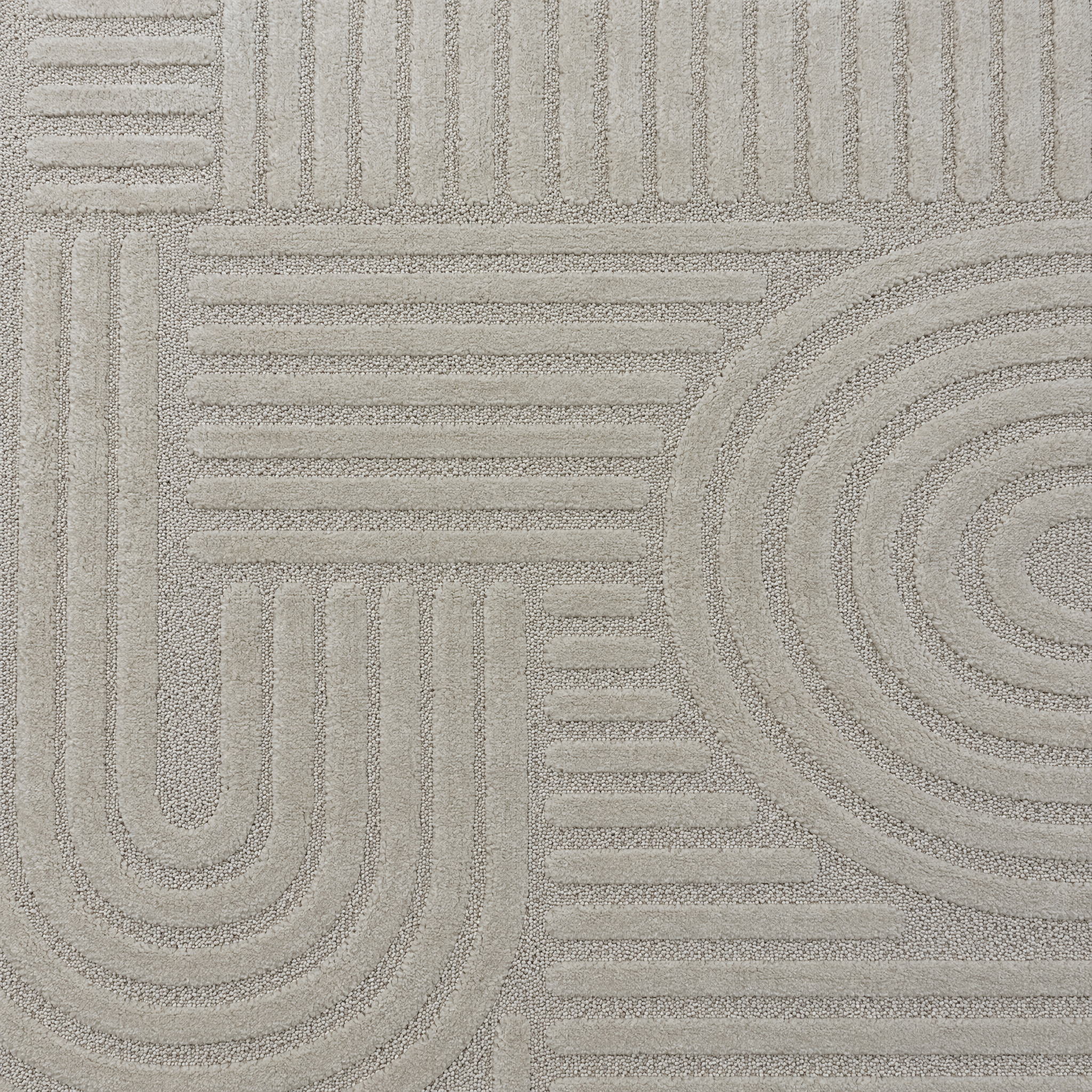 Japandi Loom Rond Vloerkleed Creme