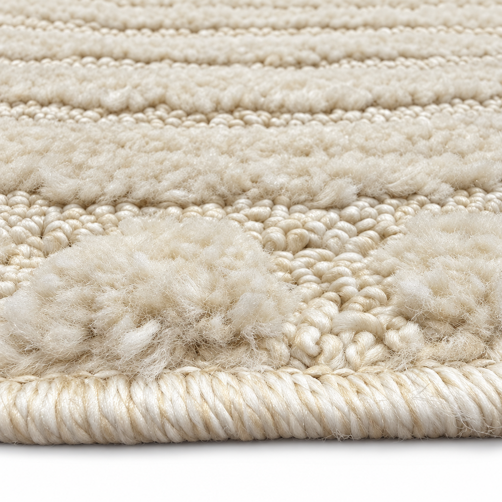 Japandi Loom Rond Vloerkleed Creme
