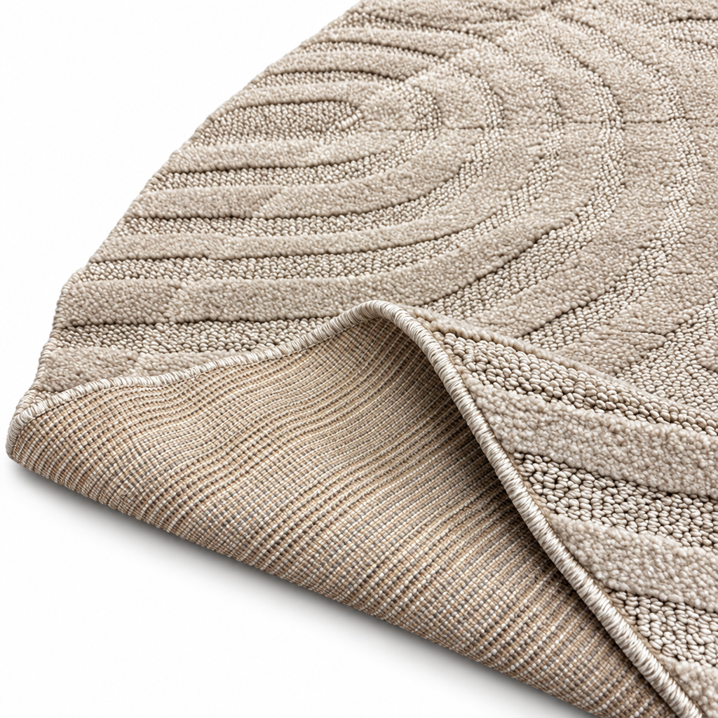 Japandi Loom Rond Vloerkleed Beige