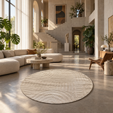 Japandi Loom Rond Vloerkleed Beige
