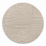 Japandi Loom Rond Vloerkleed Beige