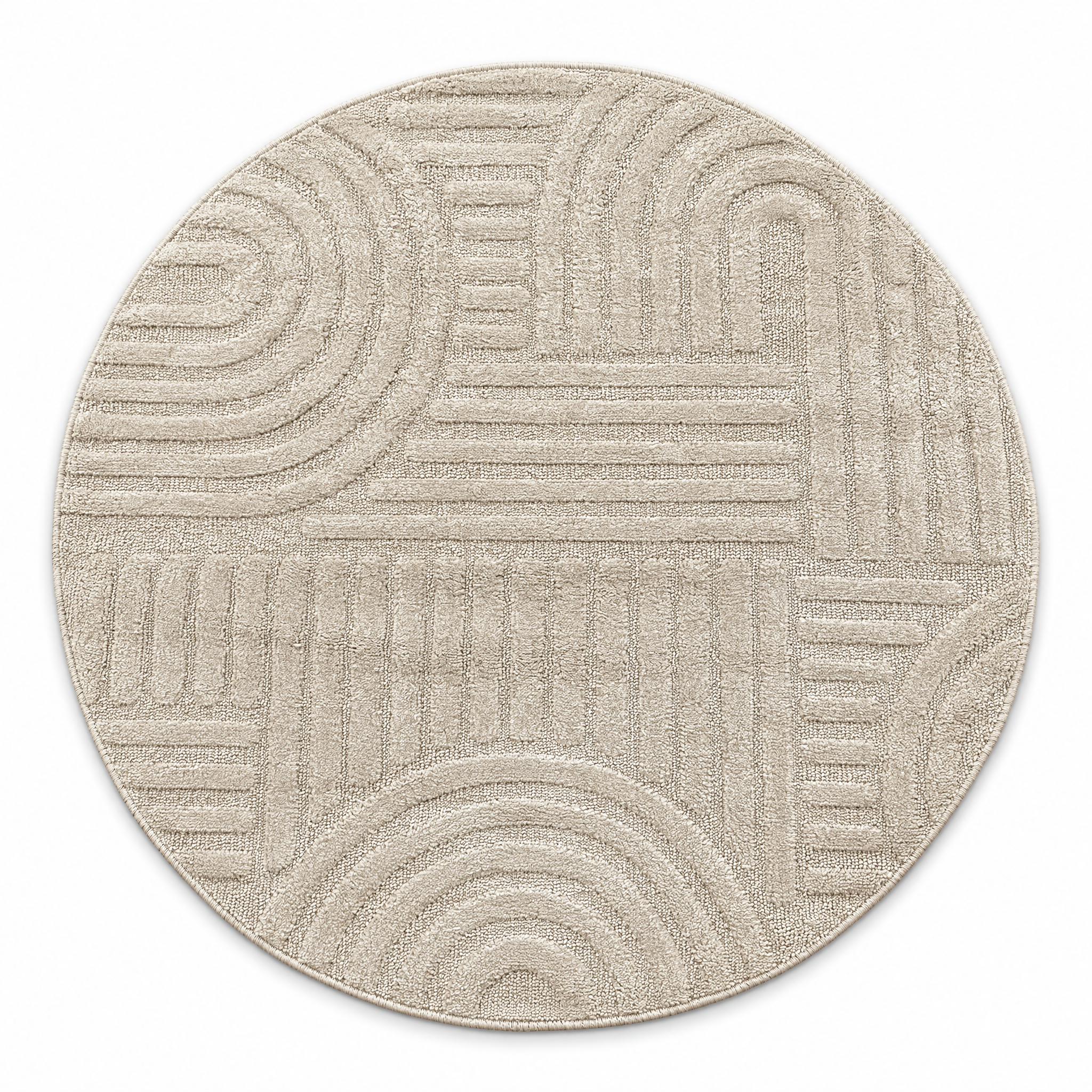 Japandi Loom Rond Vloerkleed Beige