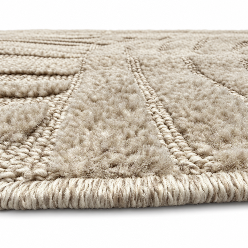 Japandi Loom Rond Vloerkleed Beige