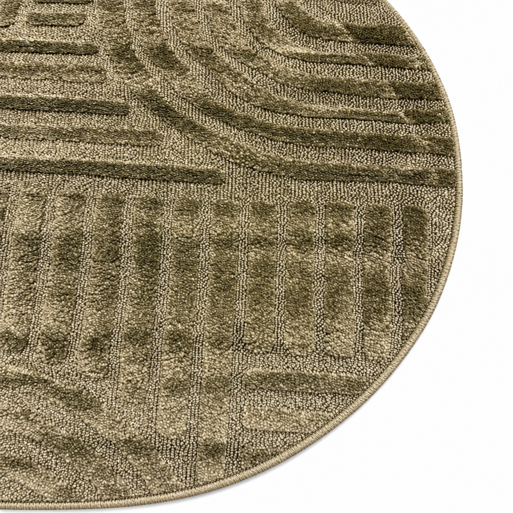 Japandi Loom Rond Vloerkleed Groen