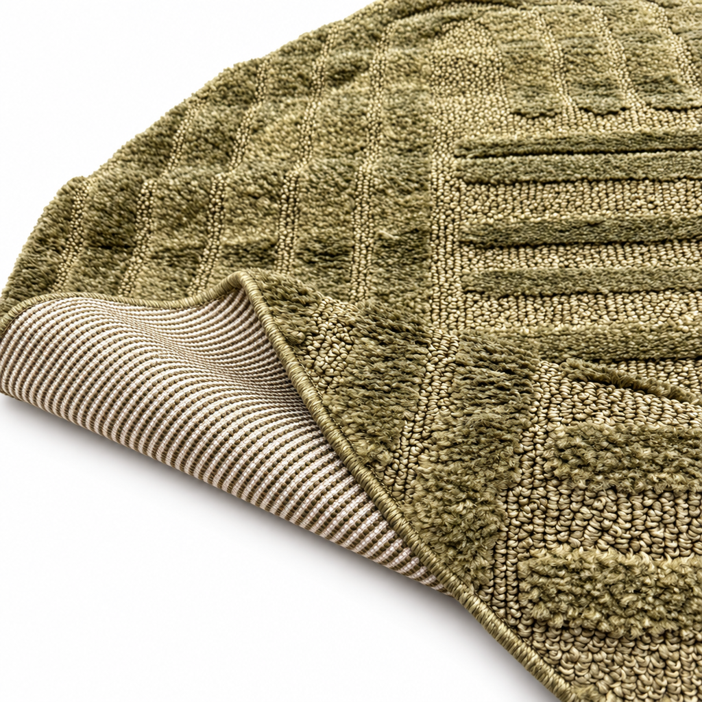 Japandi Loom Rond Vloerkleed Groen