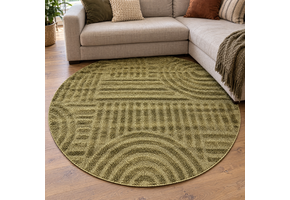 Japandi Loom Rond Vloerkleed Groen