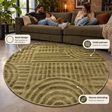 Japandi Loom Rond Vloerkleed Groen