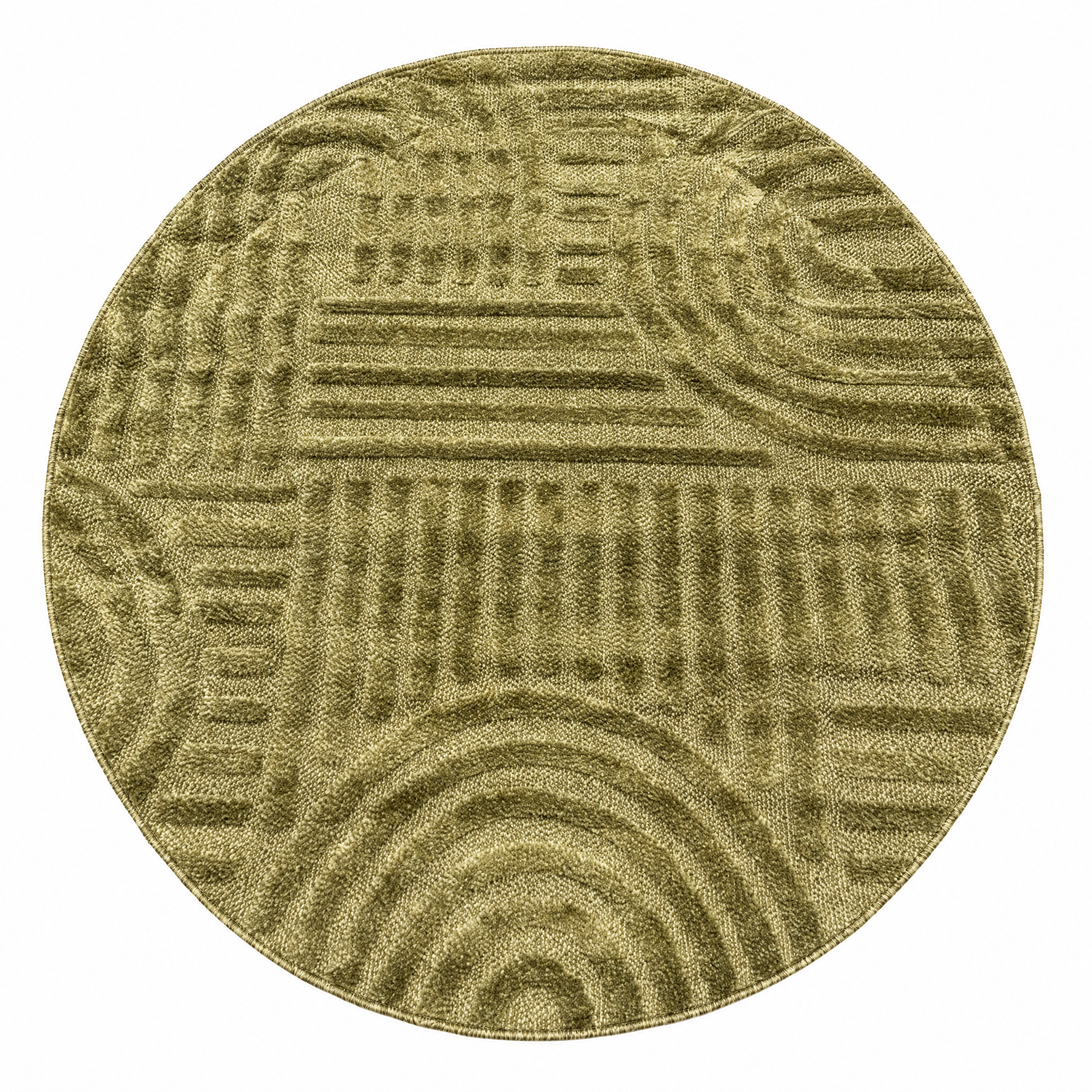 Japandi Loom Rond Vloerkleed Groen