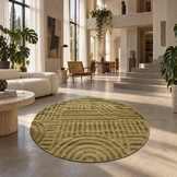 Japandi Loom Rond Vloerkleed Groen
