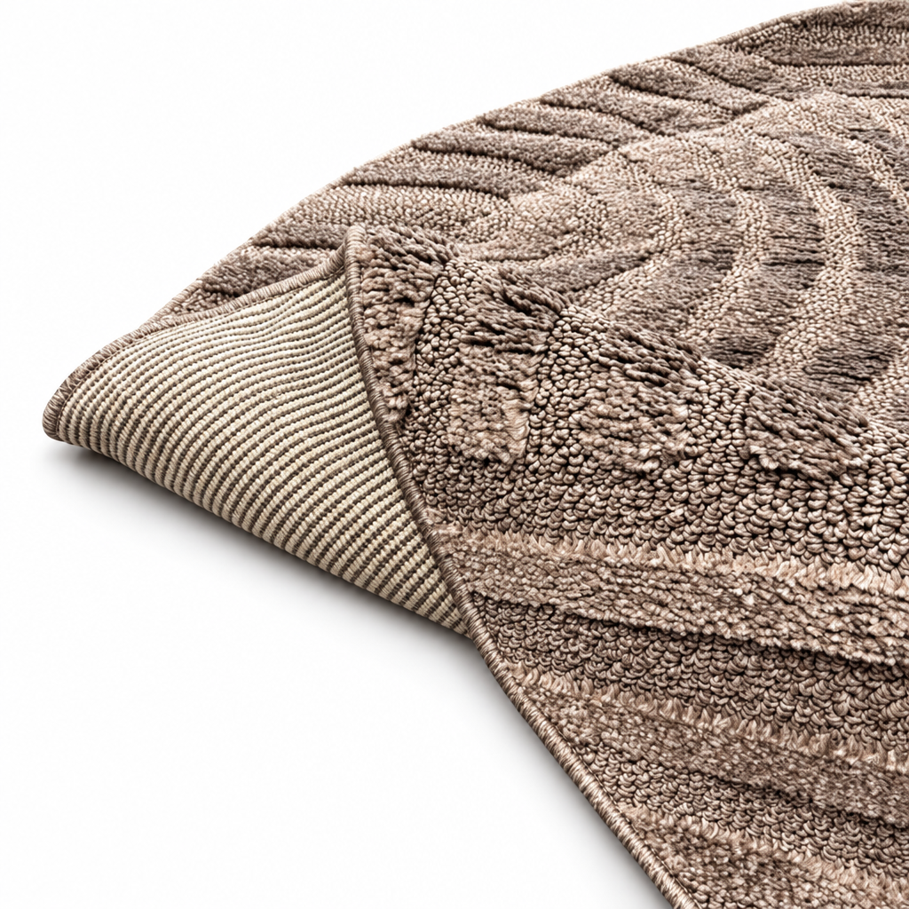 Japandi Loom Rond Vloerkleed Taupe