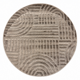 Japandi Loom Rond Vloerkleed Taupe