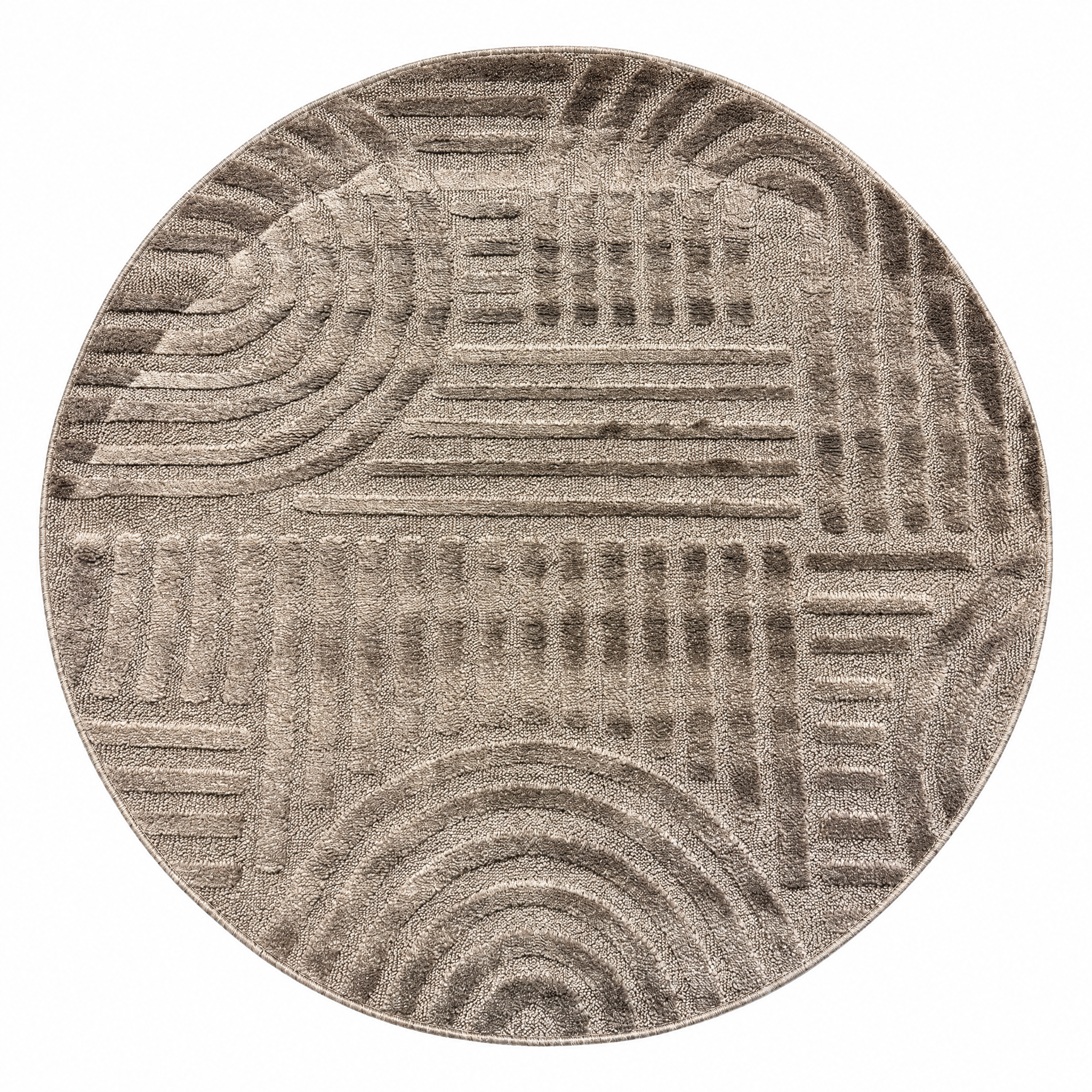 Japandi Loom Rond Vloerkleed Taupe