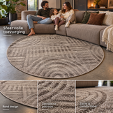 Japandi Loom Rond Vloerkleed Taupe