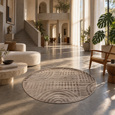 Japandi Loom Rond Vloerkleed Taupe