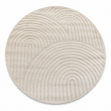 Japandi Loop Rond Vloerkleed Creme