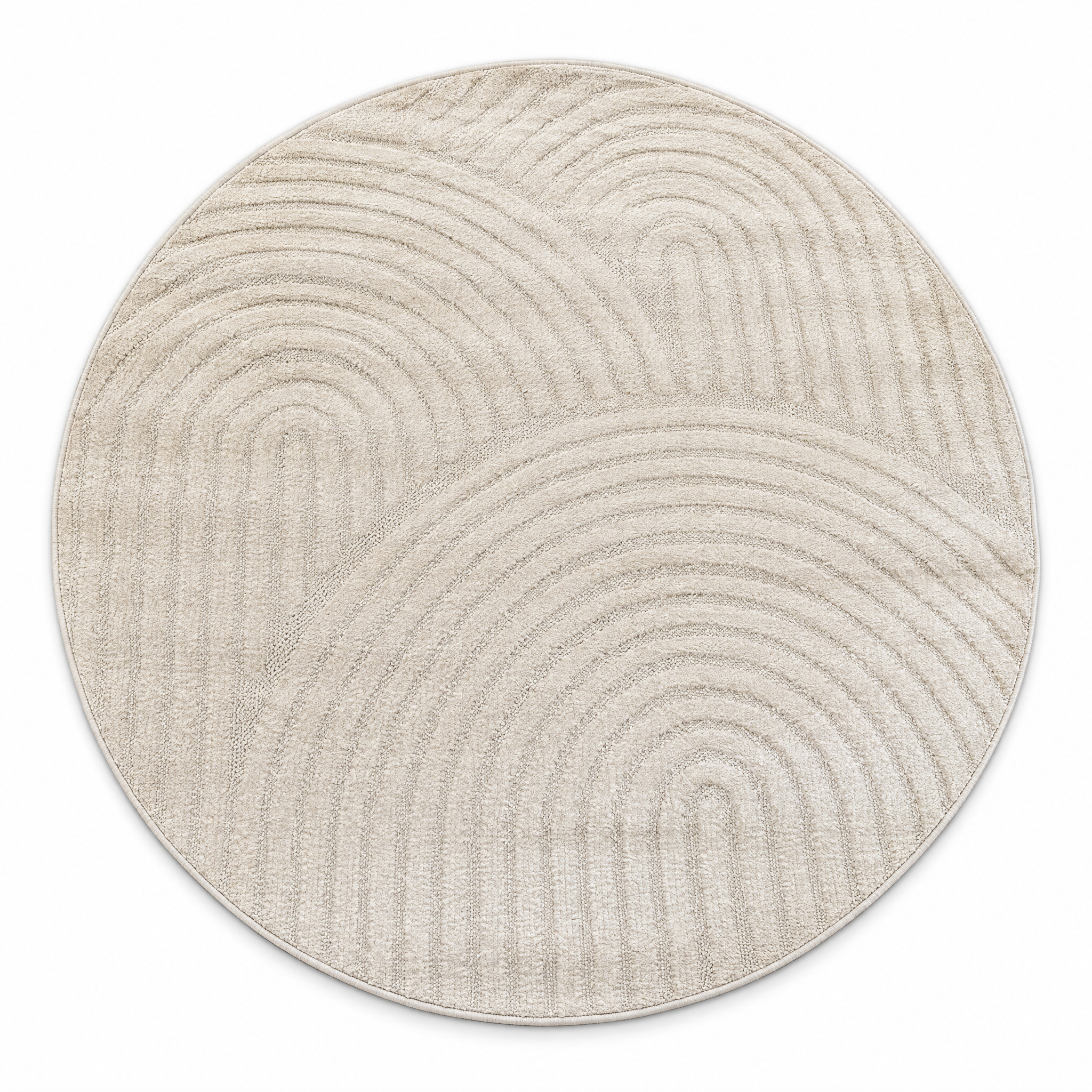 Japandi Loop Rond Vloerkleed Creme
