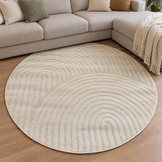 Japandi Loop Rond Vloerkleed Creme