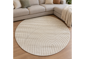 Japandi Loop Rond Vloerkleed Creme