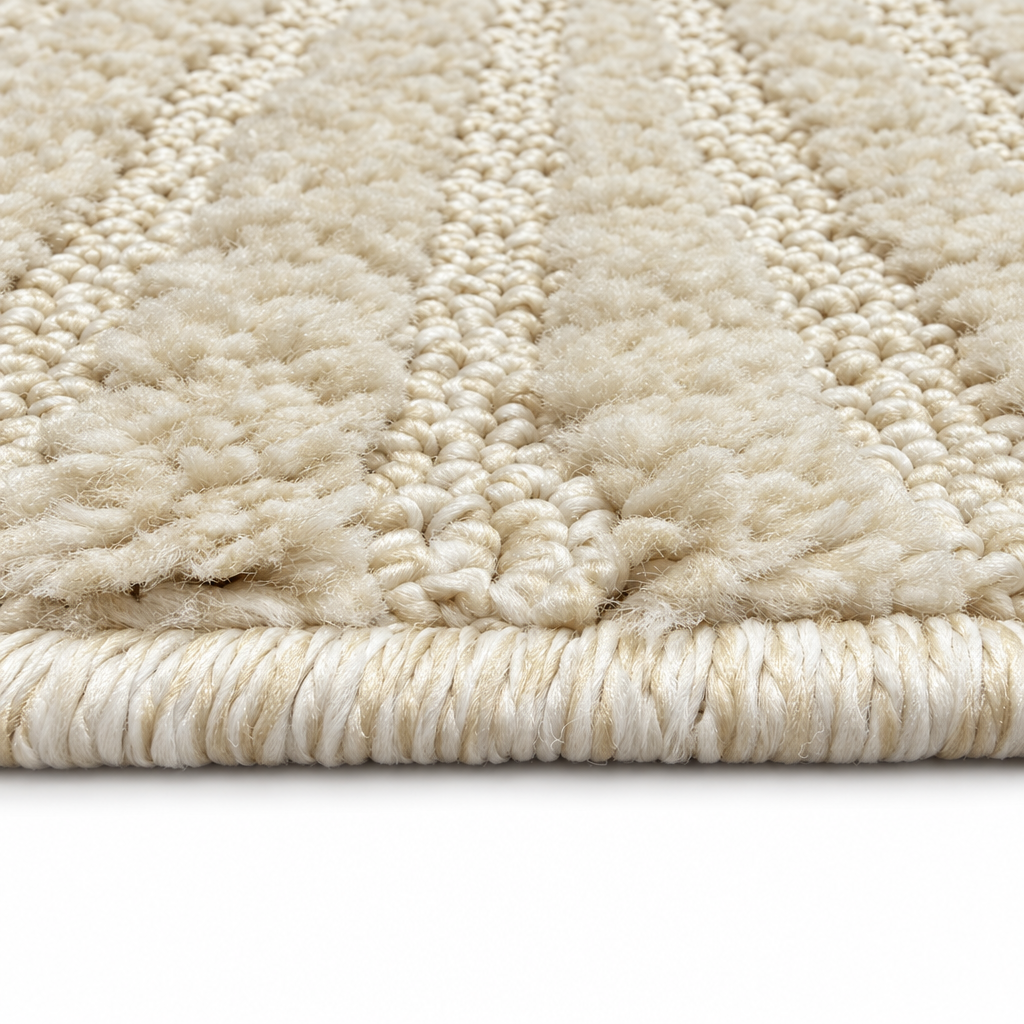 Japandi Loop Rond Vloerkleed Creme