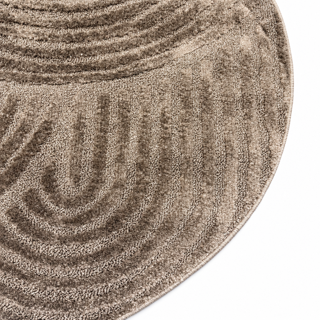 Japandi Loop Rond Vloerkleed Taupe