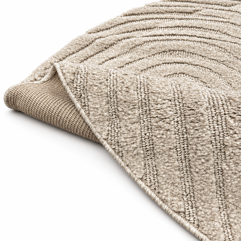 Japandi Loop Rond Vloerkleed Beige