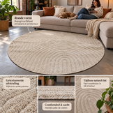 Japandi Loop Rond Vloerkleed Beige