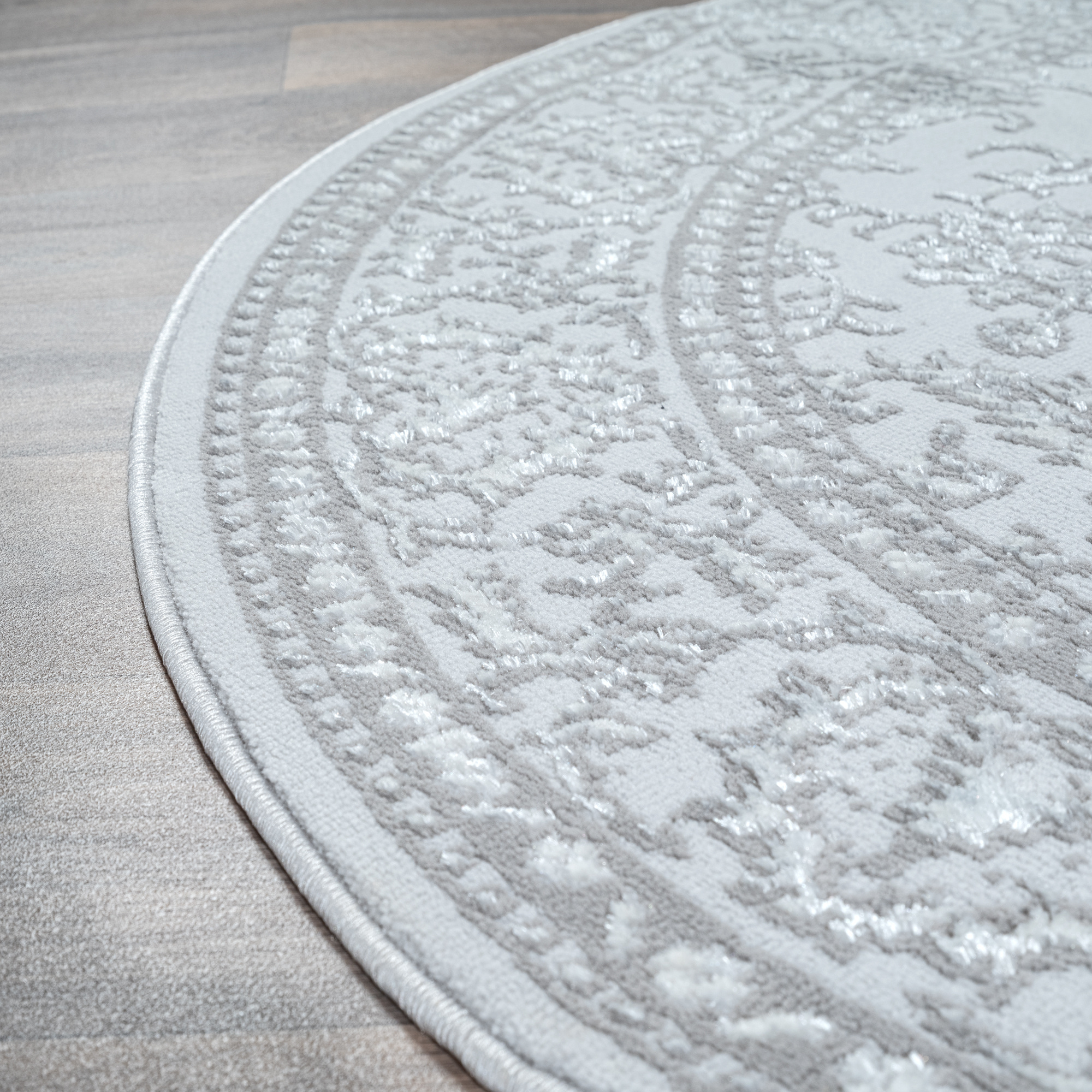 Rond vintage vloerkleed Harmony Lichtgrijs