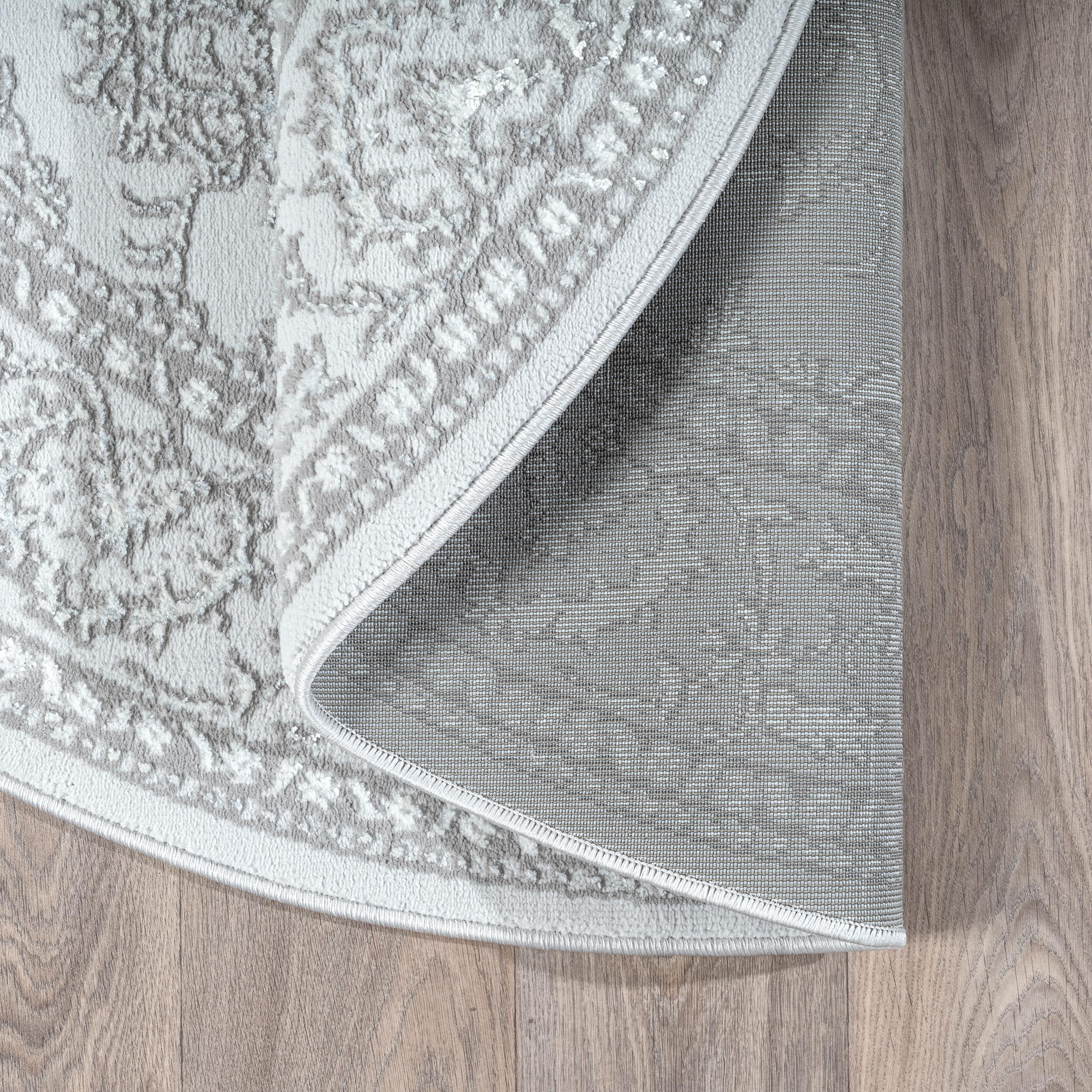 Rond vintage vloerkleed Harmony Lichtgrijs