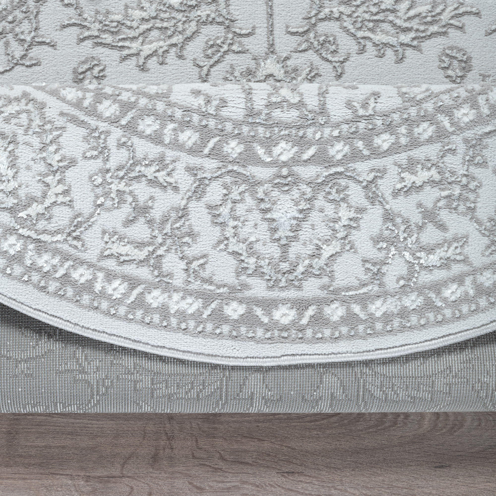 Rond vintage vloerkleed Harmony Lichtgrijs