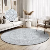 Rond vintage vloerkleed Harmony Lichtgrijs