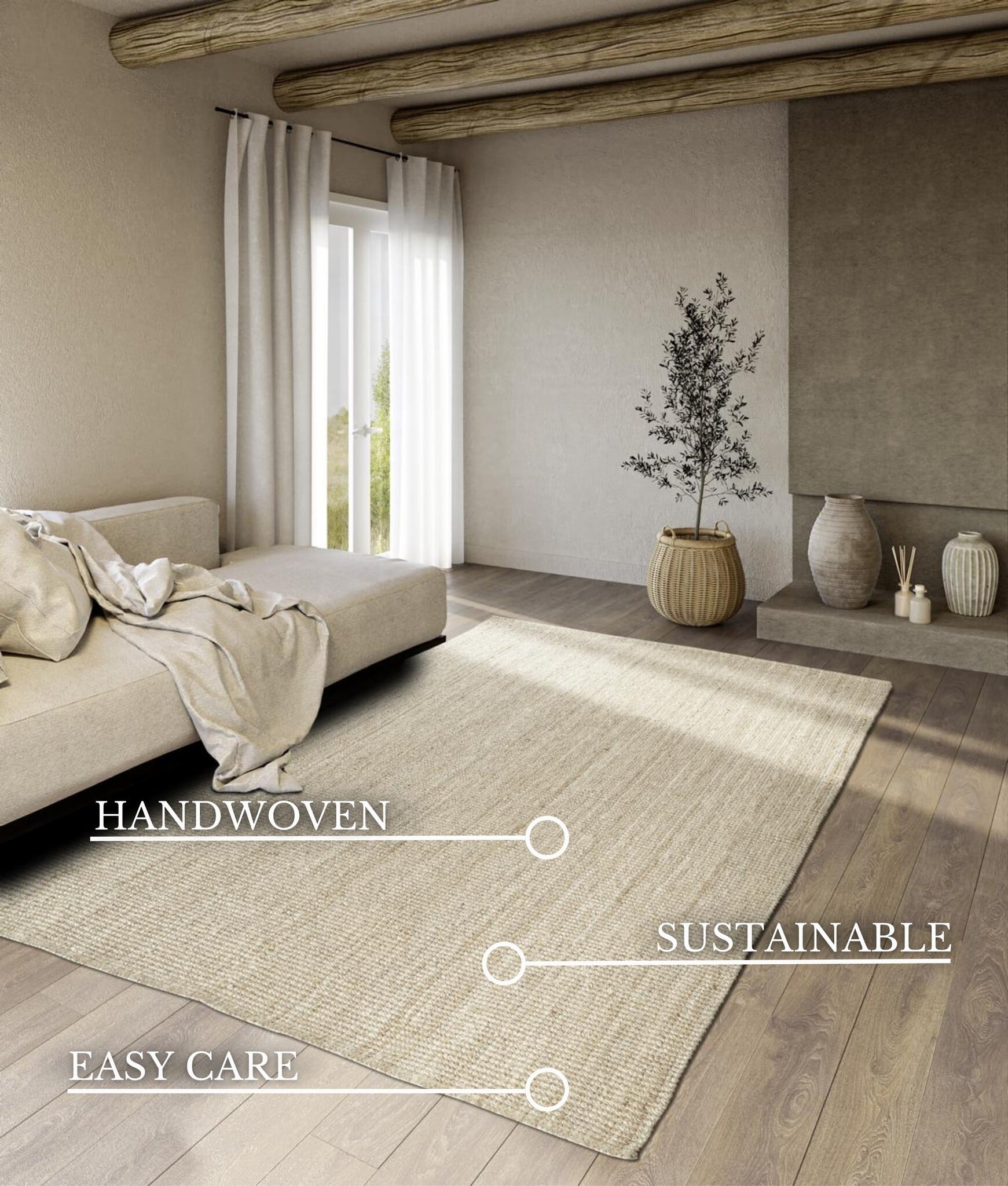 Villeroy & Boch Jute Vloerkleed Rosalie Beige Creme