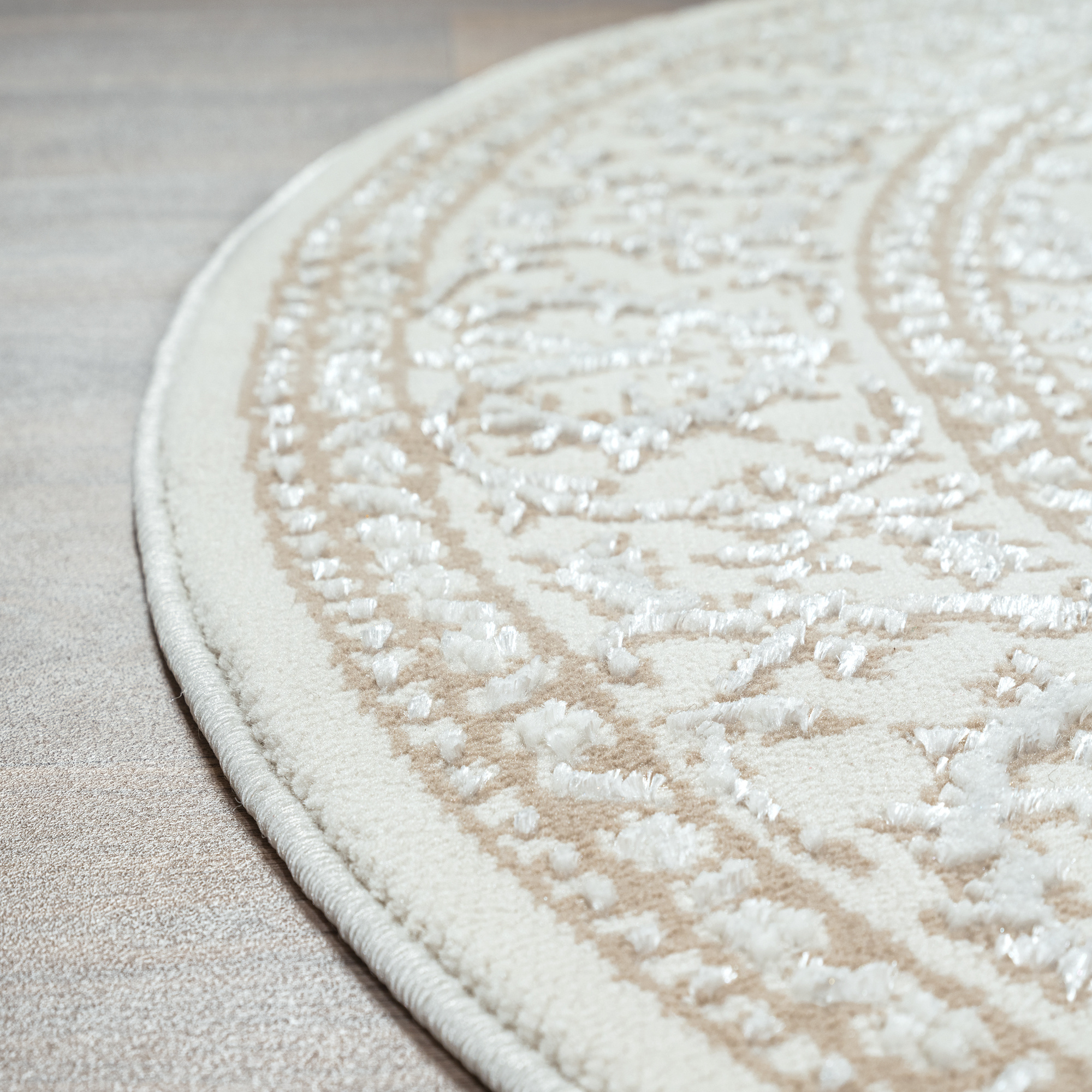 Rond vintage vloerkleed Harmony Creme