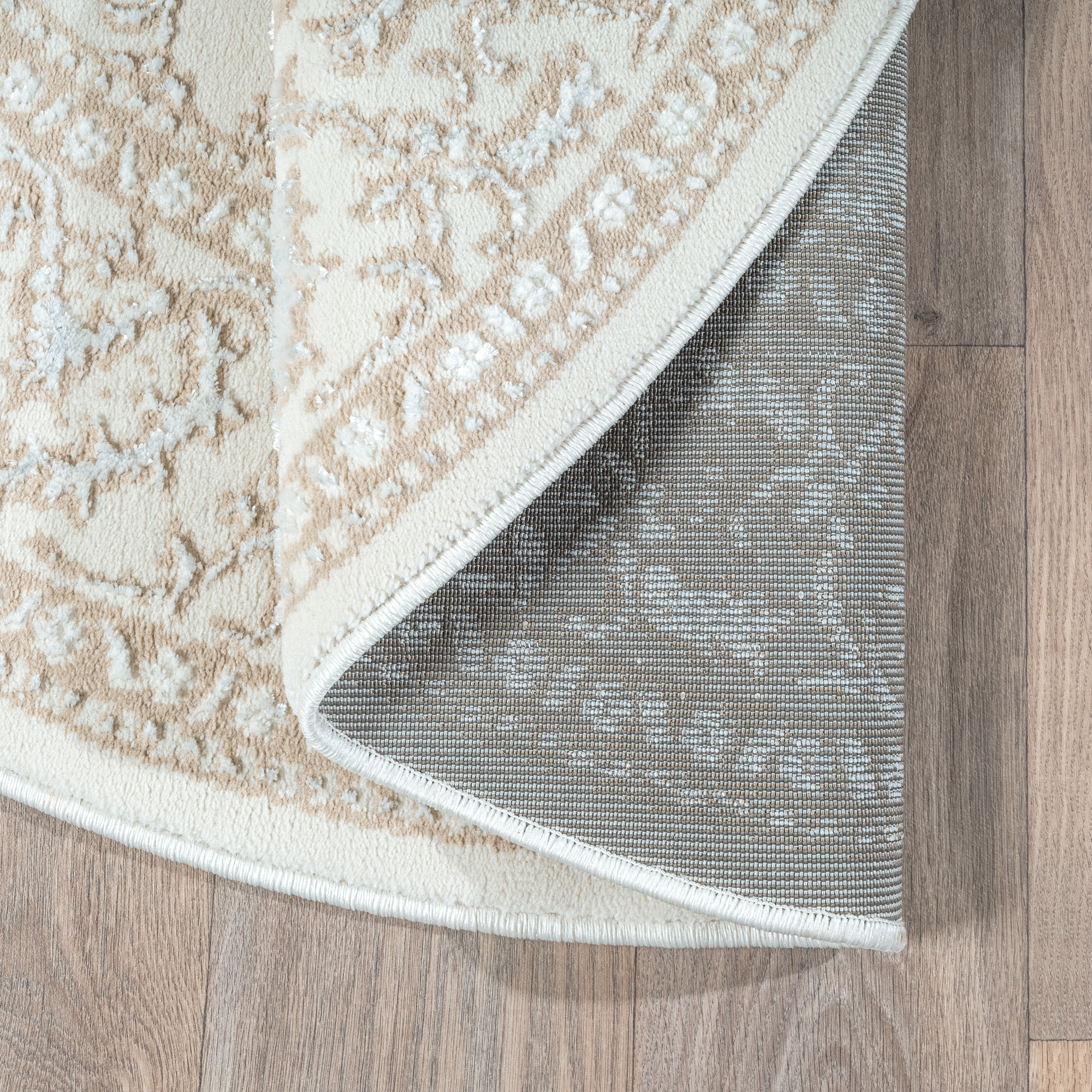 Rond vintage vloerkleed Harmony Creme