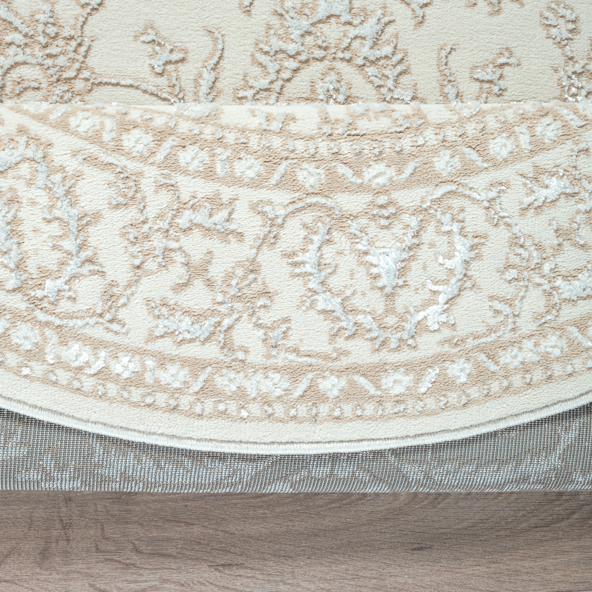 Rond vintage vloerkleed Harmony Creme