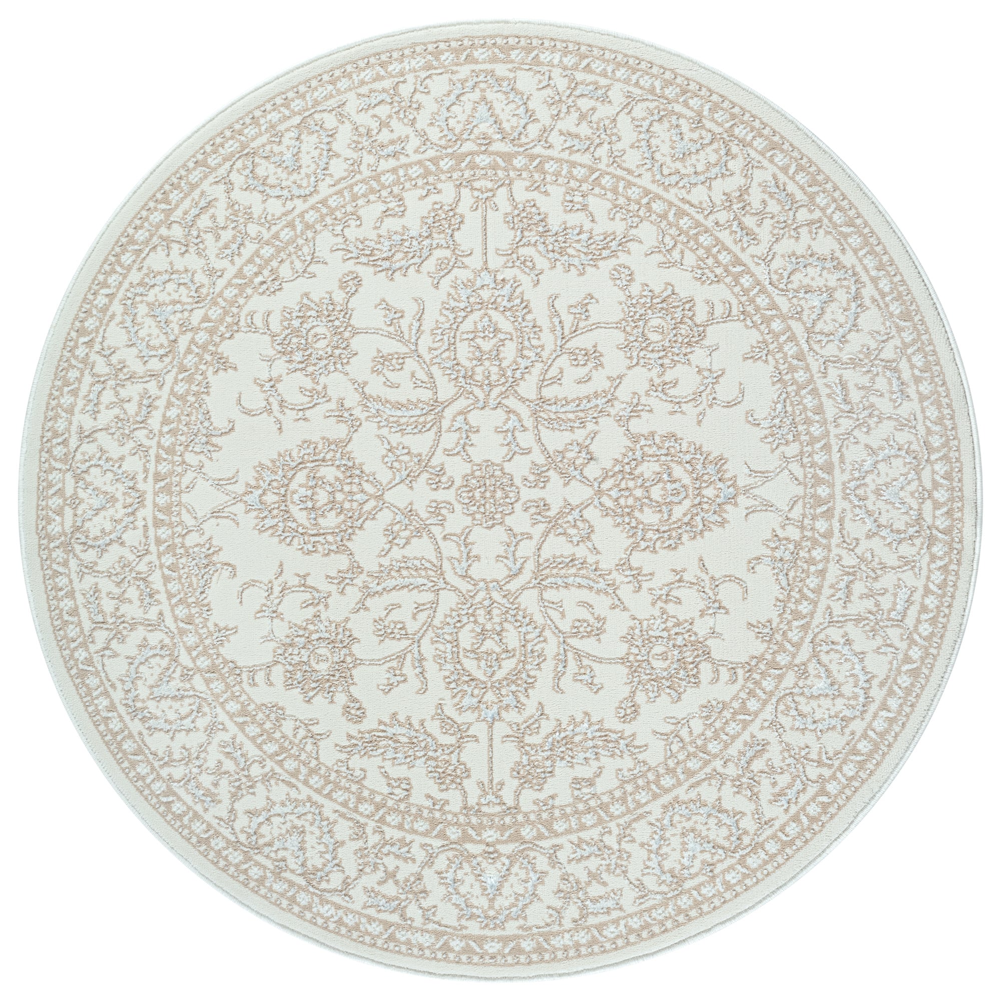 Rond vintage vloerkleed Harmony Creme