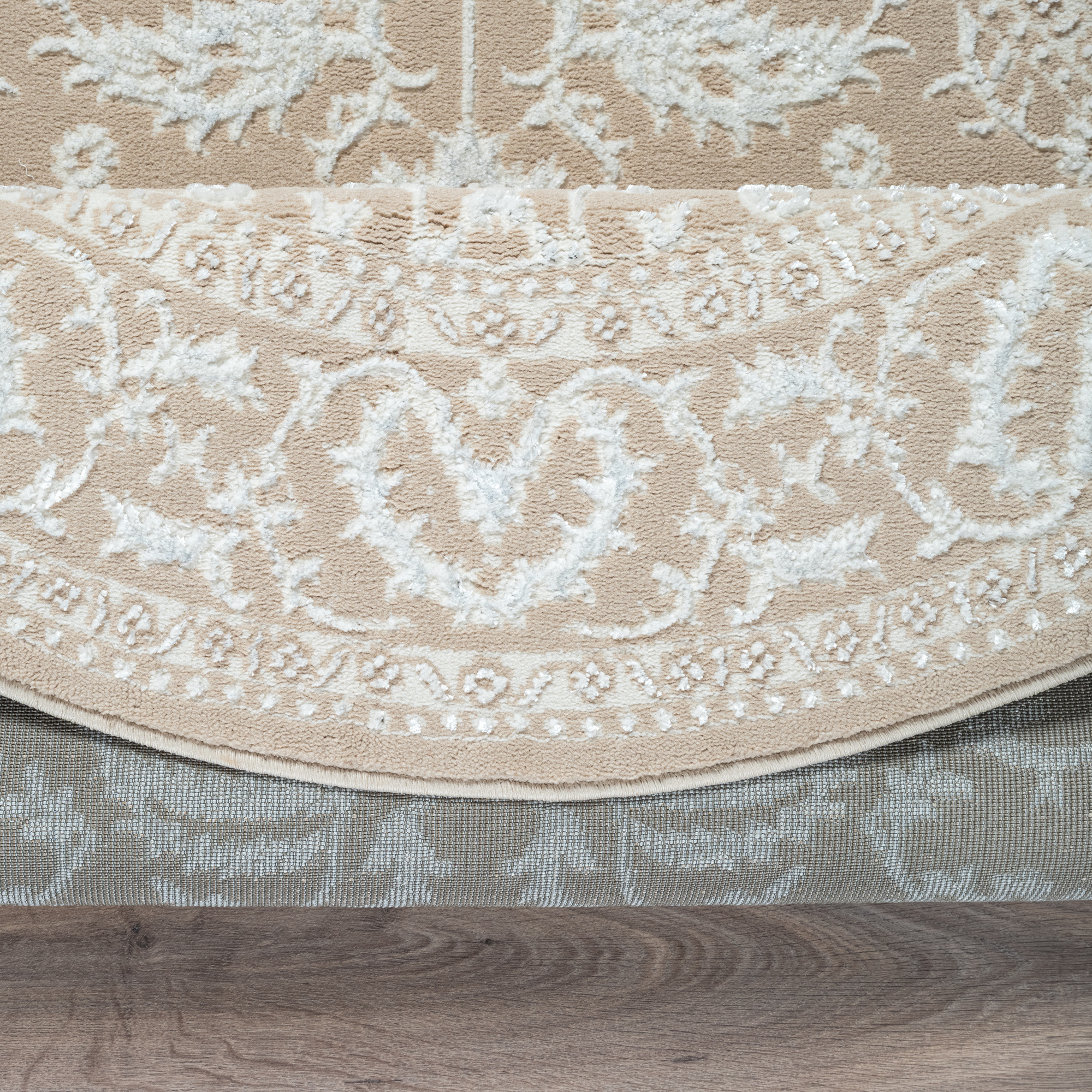 Rond vintage vloerkleed Harmony Beige