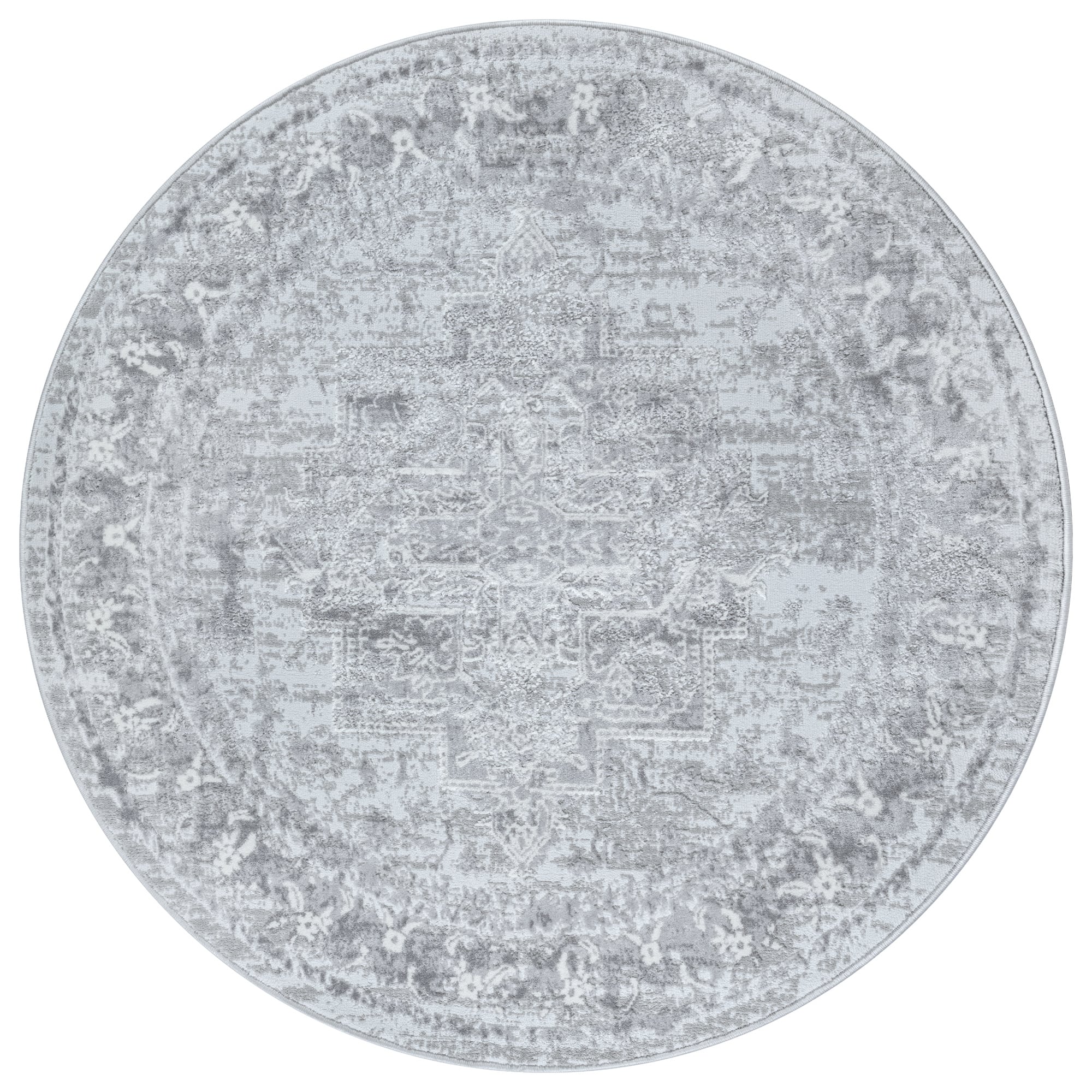Rond vintage vloerkleed Harmony Lichtgrijs