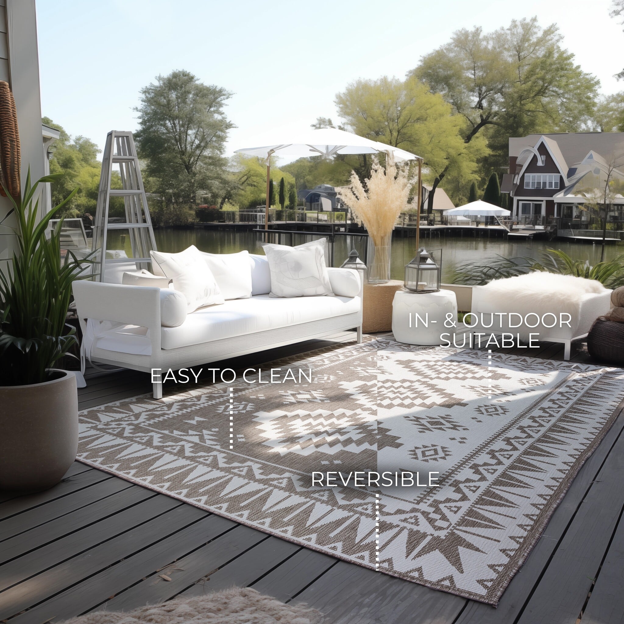 Elle Decoration Gemini Buitenkleed Dubbelzijdig Vloerkleed Linnen - 200x290CM
