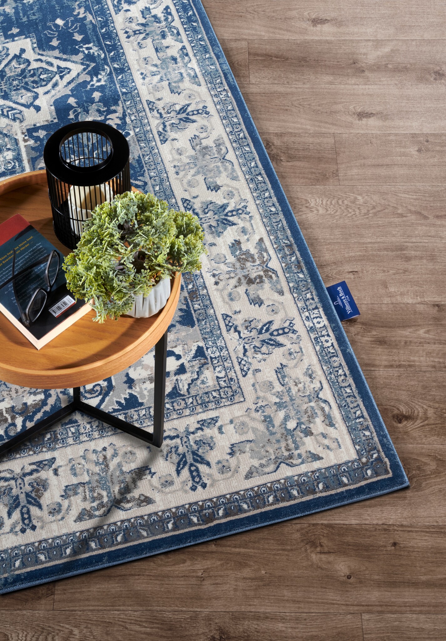 Villeroy & Boch Jehanne Laagpolig Vintage Vloerkleed Blauw Creme - 160x230CM