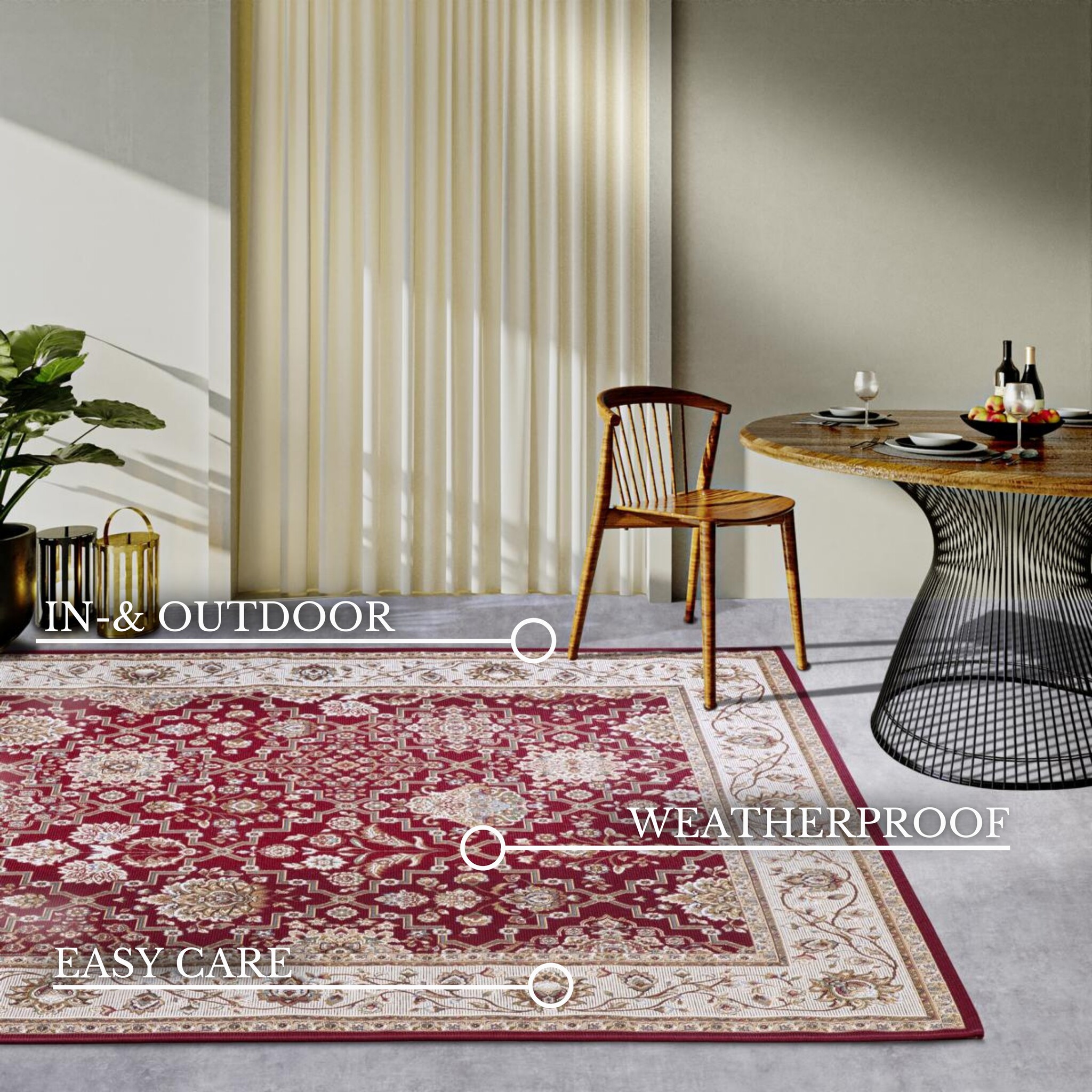 Villeroy & Boch Klassiek Buitenkleed Rood Creme - 160x235CM