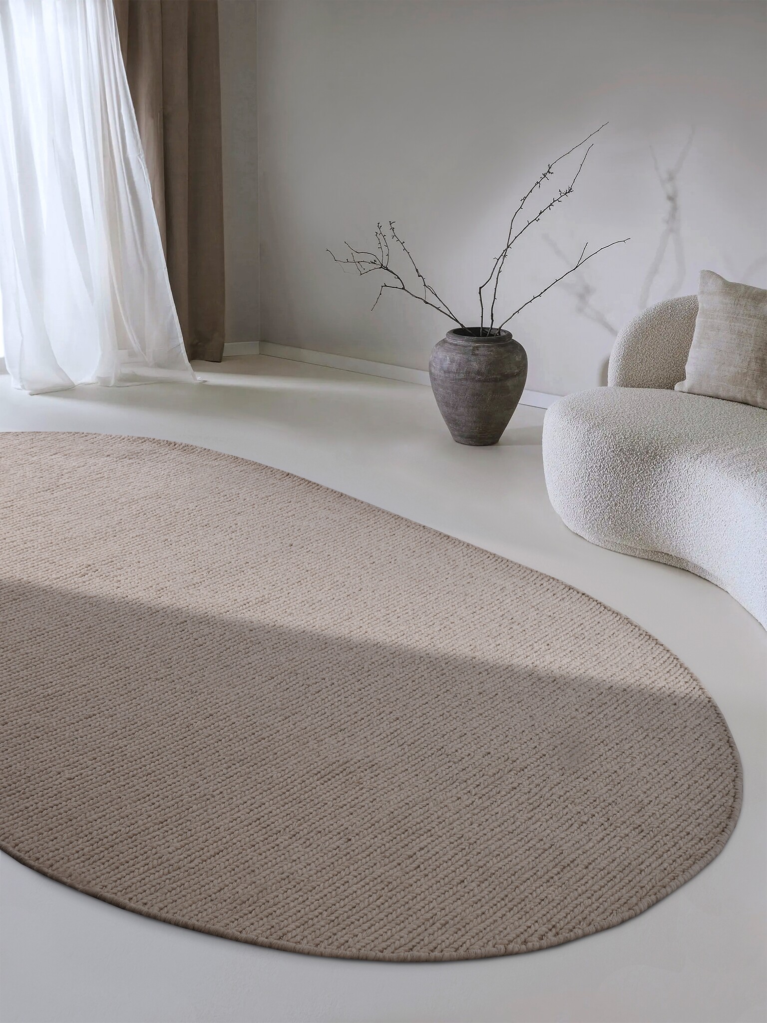 Villeroy & Boch Francois Ovaal Handgeweven Wol Vloerkleed Linnen Beige - 160x230CM