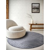 Elle Decoration New York Japandi Rond Vloerkleed Antraciet - 160CM rond