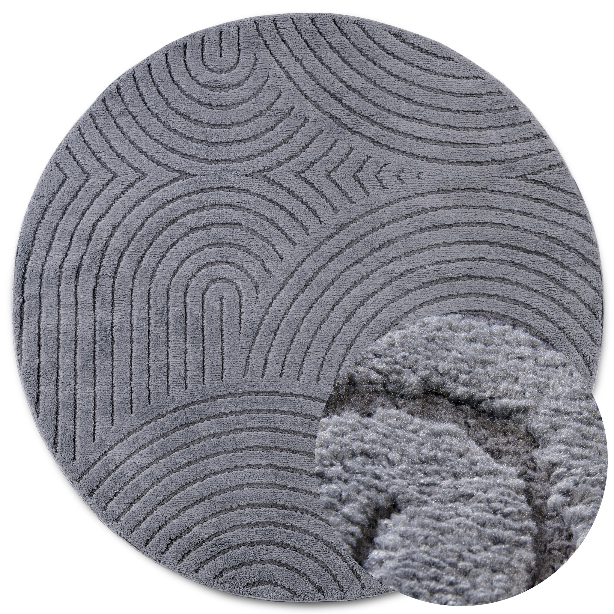 Elle Decoration New York Japandi Rond Vloerkleed Antraciet - 160CM rond