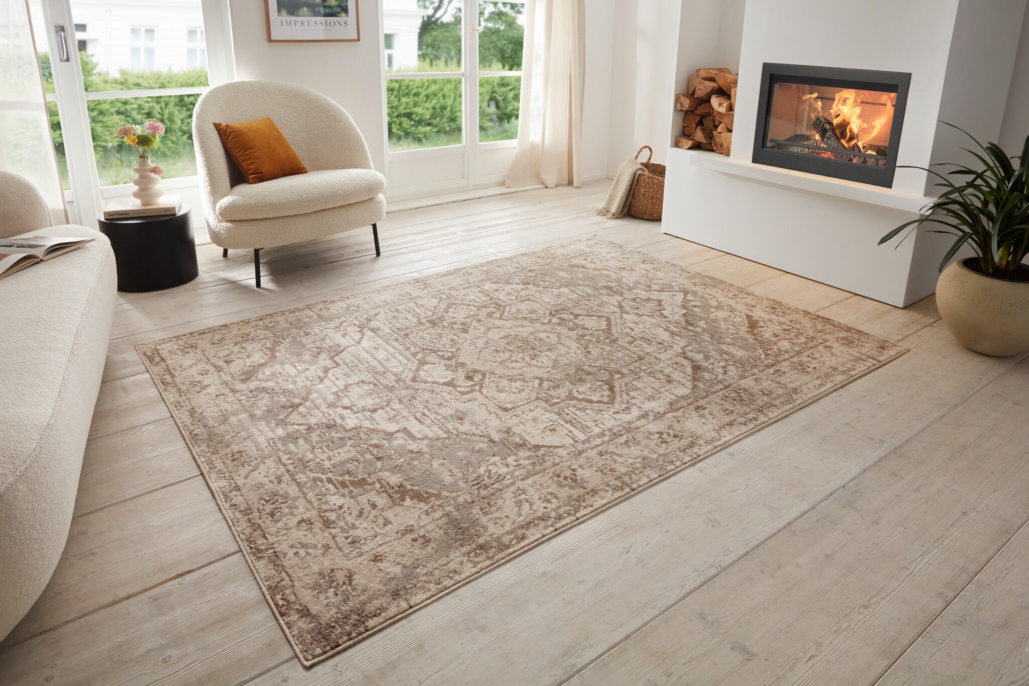 Vintage Vloerkleed Sand Beige Bruin - 120x170CM