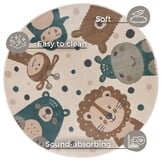 Kindervloerkleed Rond Animal Party Crème/Bruin - 100CM rond
