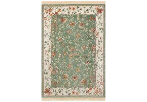 Oosters Velours Vloerkleed Flowers Groen - 95x140CM