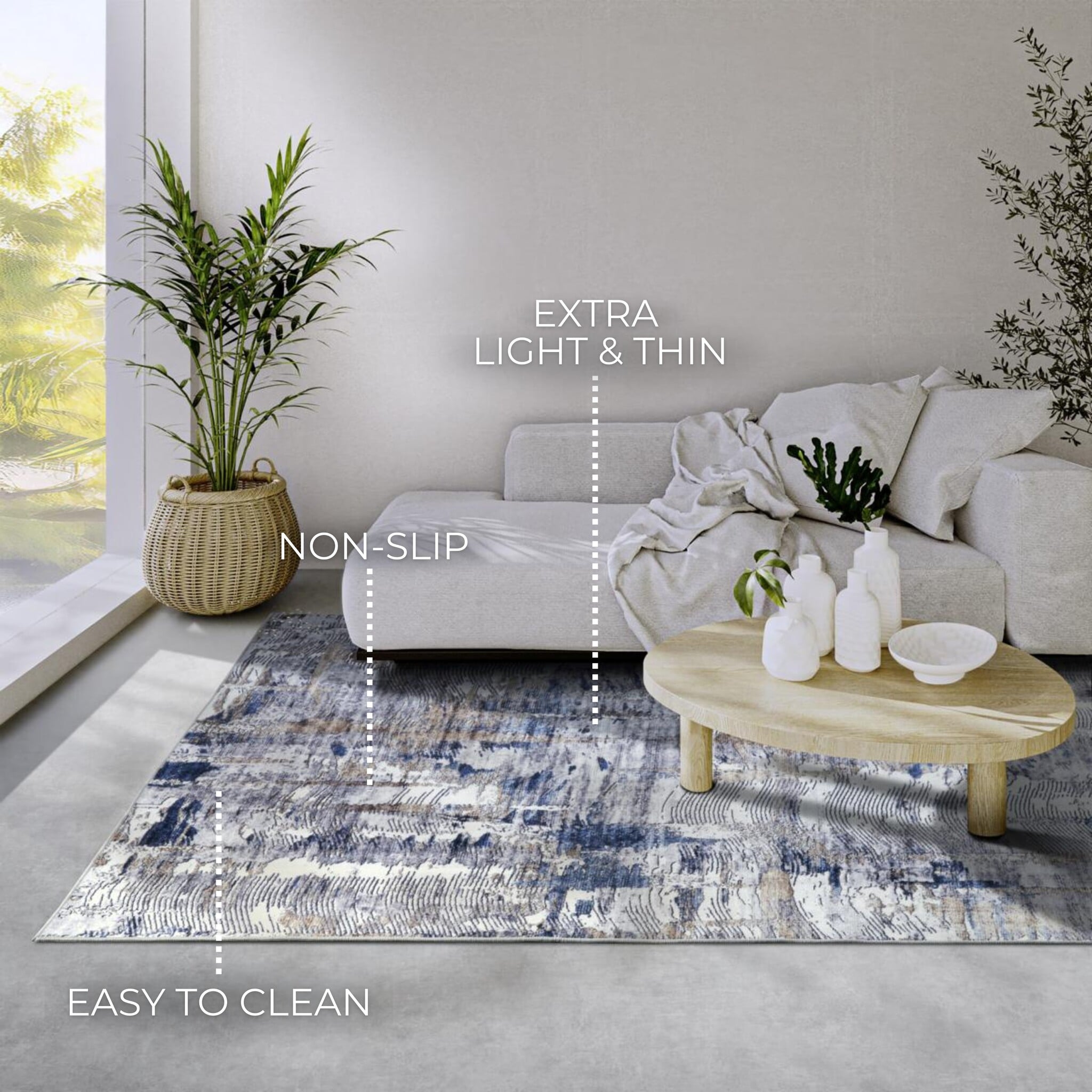 Elle Decoration Saveh Laagpolig Vloerkleed Blauw Beige - 120x160CM