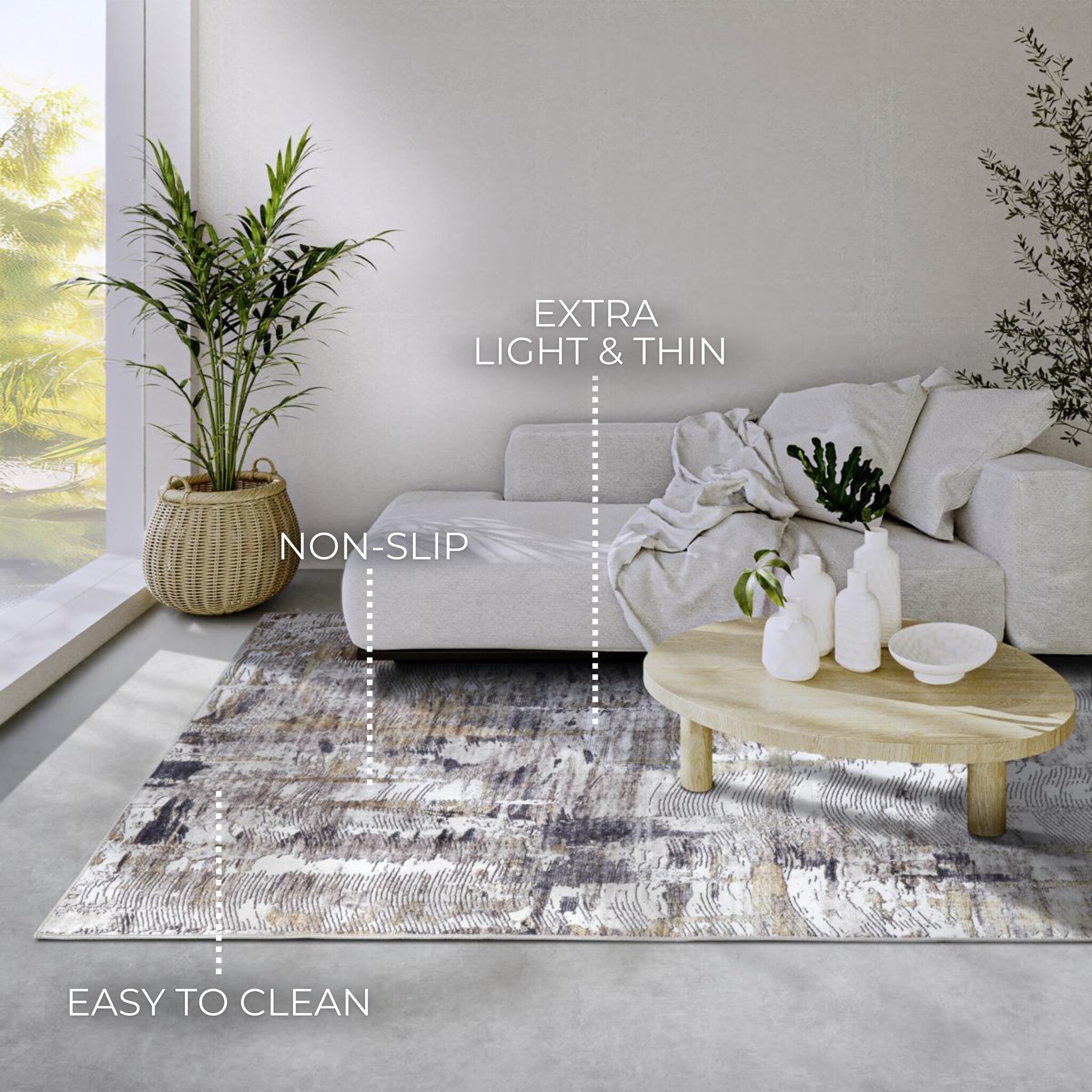 Elle Decoration Saveh Laagpolig Vloerkleed Antraciet Goud - 80x150CM