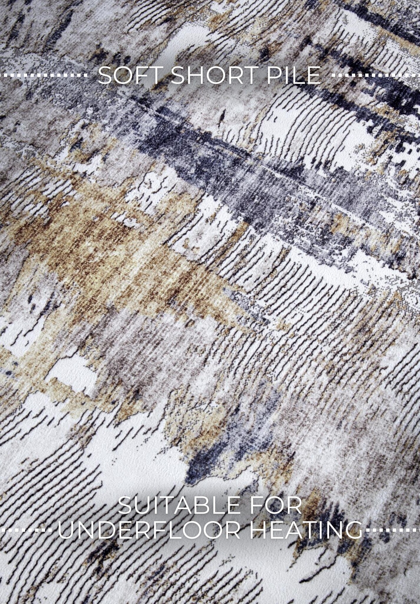Elle Decoration Saveh Laagpolig Vloerkleed Antraciet Goud - 80x150CM
